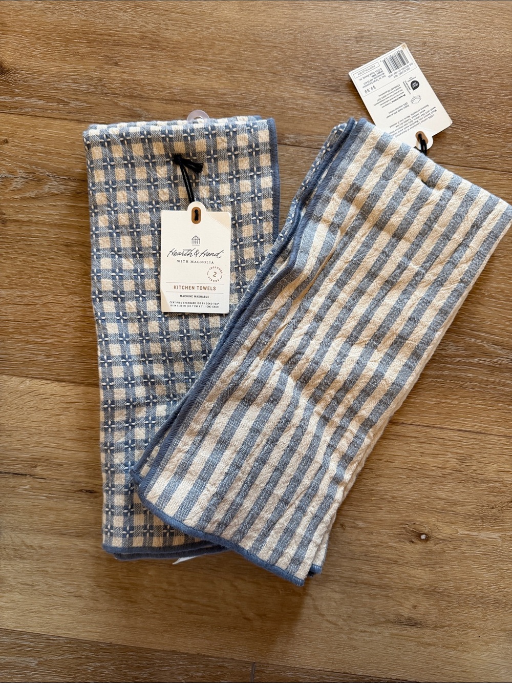 Hearth & Hand Blue and Cream Checked Kitchen Towels - Pair - Picture 2 of 5